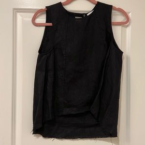 STEVEN ALAN | Black Linen Sleeveless Top